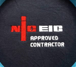 Actual Embroidered NICEIC approved contractor logo